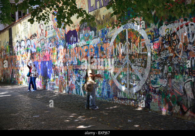 John Lennon Beatles Graffiti Wall Prague Czech Republic