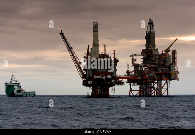 Supply Ship Bourbon Mistral Unloads At The BP Rig Valhall Stock Photo ...