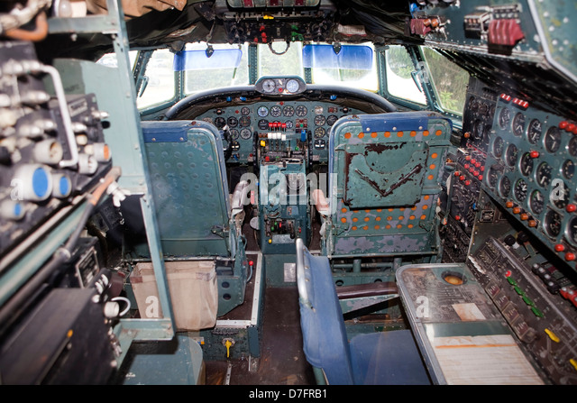 Cockpit Of The Passenger Aircraft Lockheed Super Constellation Or Stock 