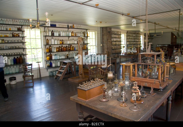 Interior of Thomas Edison s Menlo Park laboratory in Greenfield Stock ...