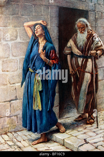 Painting Of Jeroboam's Wife Pictured With The Prophet Ahijah Painted ...