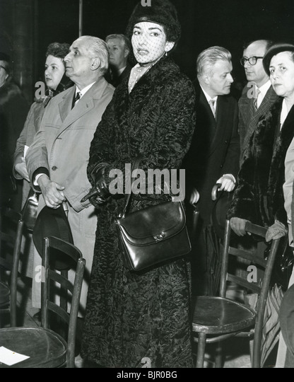 Maria Callas - With Husband Giovanni Meneghini At The Funeral Of Stock ...