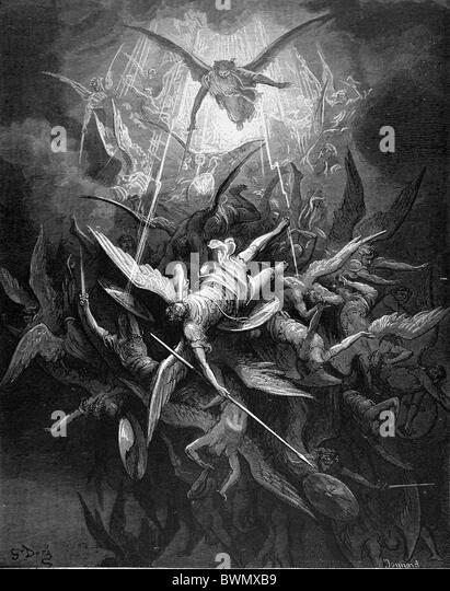 Gustave Doré; The Fall of the Rebel Angels from John Milton's Stock ...