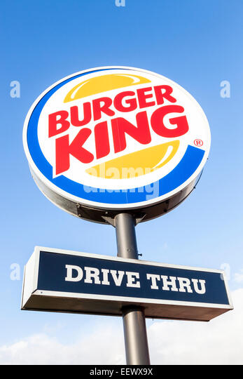 Burger King Drive Thru sign and logo, Nottingham, England, UK Stock ...