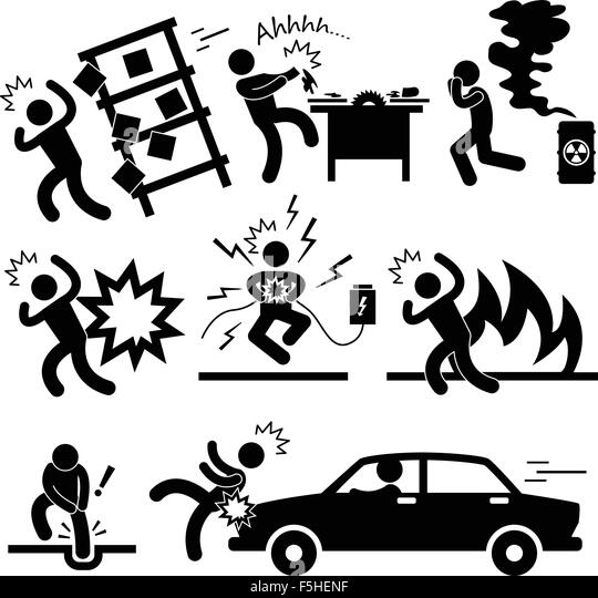 Car Accident Explosion Electrocuted Fire Danger Icon Symbol Sign Stock ...